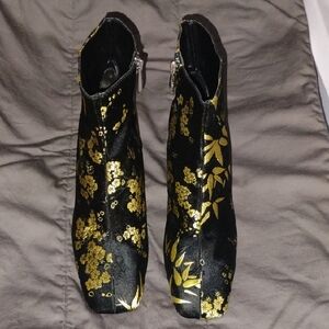 Zara Elegant Black and Gold Women's Ankle Boots